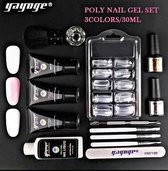 POLYGEL KIT – Polygel kit - poly gel nagels - Nagelverlenging -3 kleuren - starter kit - 12 delig - Nagelknipper - nagelvijl - Starterset voor Acrylgel - acryl