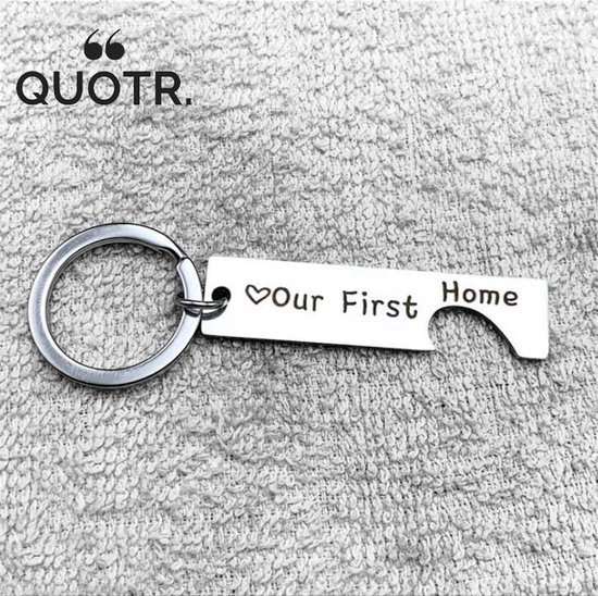 QUOTR. Sleutelhanger RVS - Out First home - 2 stuks - Ons eerste huis -  hartje - 2 huisjes | bol.com