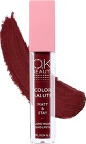 OK BEAUTY COLOR SALUTE MATT & STAY Soft Satin Long-Lasting Waterproof Liquid Matte Lipstick-Langhoudend Vloeibare Matte Lippenstift (Wild)