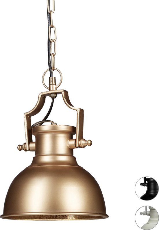 Humoristisch Purper cowboy relaxdays - hanglamp industrieel klein - 3 kleuren - shabby retro -  plafondlamp goud | bol.com