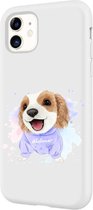 Apple Iphone 11 siliconen honden hoesje - Wit - Hondje #Follower