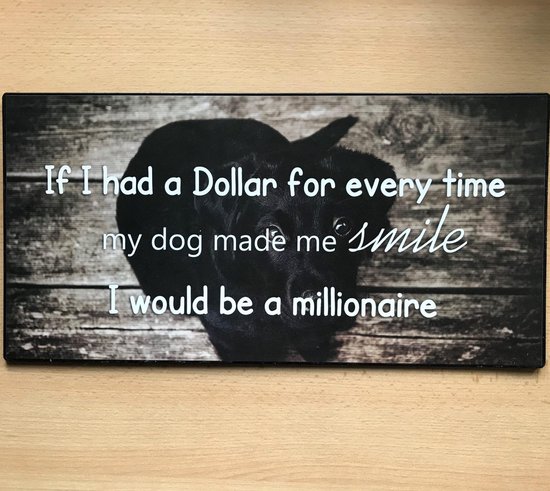 Groot tableau de texte Si j'avais un dollar pour chaque fois que mon CHIEN me faisait sourire, je serais MILLIONNAIRE