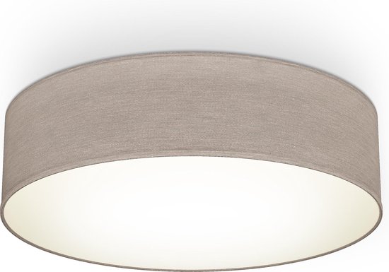 B.K.Licht - Plafonnier - textile taupe - éclairage plafond - salon - salle à manger - chambre - IP20 - rond - Ø38cm - excl. 2x E27