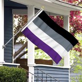 Asexueel Vlag - Grote Asexual Flag - Aseksuele/Aseksueel LGBT Gay Pride Vlaggenmast Vlag - Van 100% Polyester - UV & Weerbestendig - Met Versterkte Mastrand & Messing Ogen - 90x150