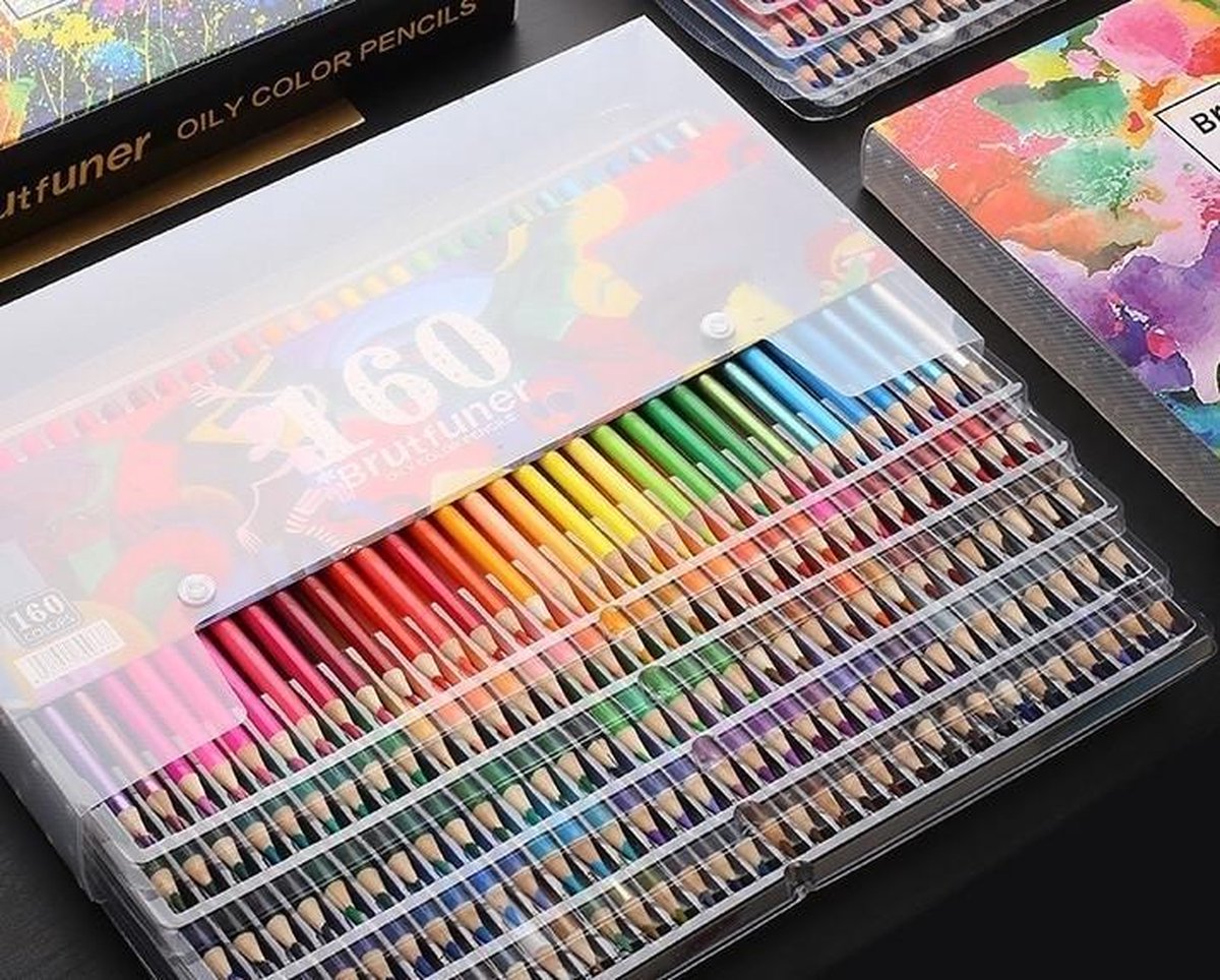 Ensemble de crayons de couleur à l'huile Brutfuner 160 pcs. + 4 livres de  coloriage