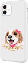 Apple Iphone 11 siliconen honden hoesje - Wit - Schattig hondje - I need a hug
