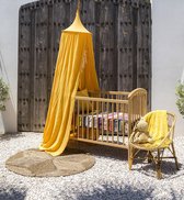 Tijdelijke Prijs VAN 85,- VOOR 35,- (-58%)!! - Baby Hemeltje / Baby Canopy - De Raja Ochre Yellow by Bambulah® - 100% Zacht Muslin Katoen