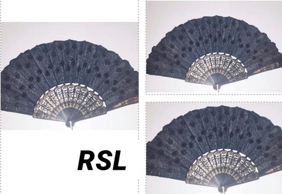 Spaanse handwaaiers met borduursels en pailletten 3 stuks zwart