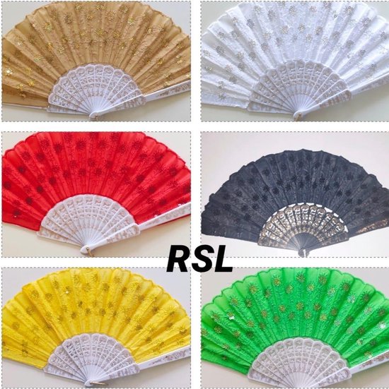 Spaanse handwaaiers 6 stuks multikleuren