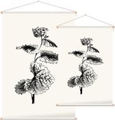 Look-zonder-look zwart-wit (Garlic Mustard) - Foto op Textielposter - 90 x 135 cm