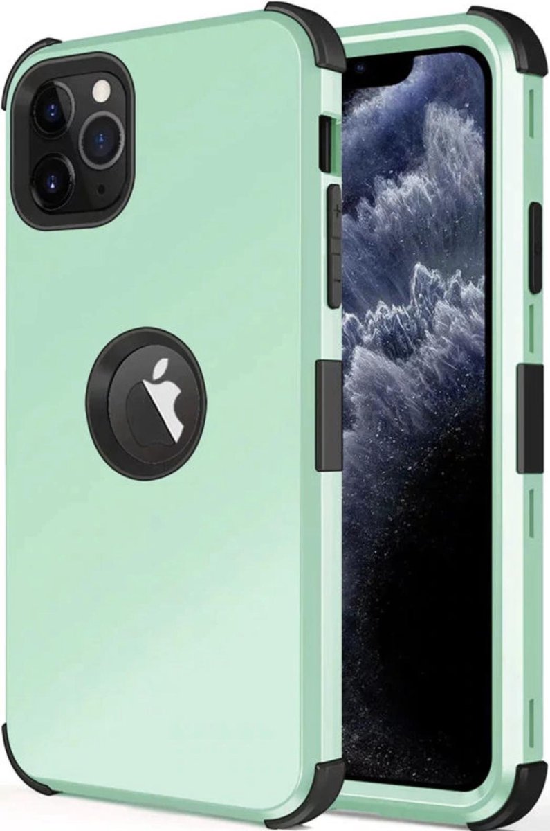 Geschikt voor Apple iPhone 11 Pro Backcover - Groen - Hard PC Shockproof - Armor Hybrid