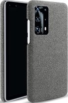 Huawei P40 Pro Backcover - Grijs - Stof Textuur Canvas Hoesje