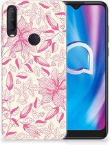 Smartphone hoesje Alcatel 1S (2020) Silicone Case Roze Bloemen