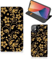 Bookcase Cadeau voor Oma iPhone 12 Pro Max Telefoonhoesje Gouden Bloemen