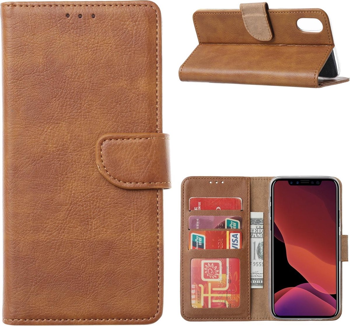 Book Case voor Bookcase Huawei P40 Bruin met Pasjeshouder