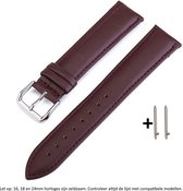 Bruin Lederen Bandje voor 24mm smartwatches van (zie compatibele modellen) Sony, Suunto, Seiko, Fossil & Michael Kors – 24 mm brown leather smartwatch strap