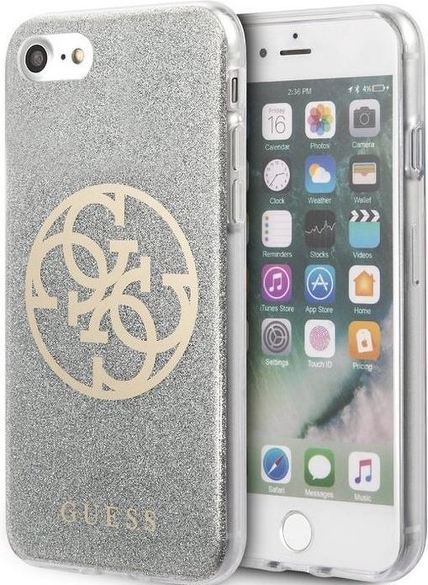 Guess 4G Circle Back Cover - Geschikt voor Apple iPhone 6/6S/7/8/SE - Grijs