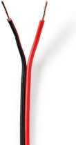 Nedis Speaker-Kabel | 2x 0.75 mm² | CCA | 25.0 m | Rond | PVC | Rood / Zwart | Folieverpakking