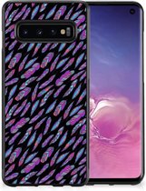 Coque arrière en Siliconen souple Coque Samsung Galaxy S10 avec plumes de bord noir