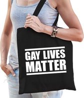 Gay lives matter anti homo discriminatie tas zwart voor dames - staken / betoging / demonstratie / protest shopper - lhbt / gay / lesbo