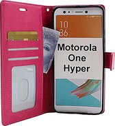 Motorola Moto One Hyper hoesje book case roze