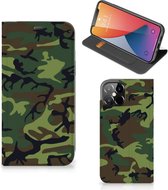 Portemonnee hoesje Geschikt voor iPhone 12 Pro Max Telefoonhoesje Army Dark