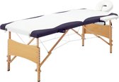 vidaXL Massagetafel inklapbaar 2 zones hout wit en paars