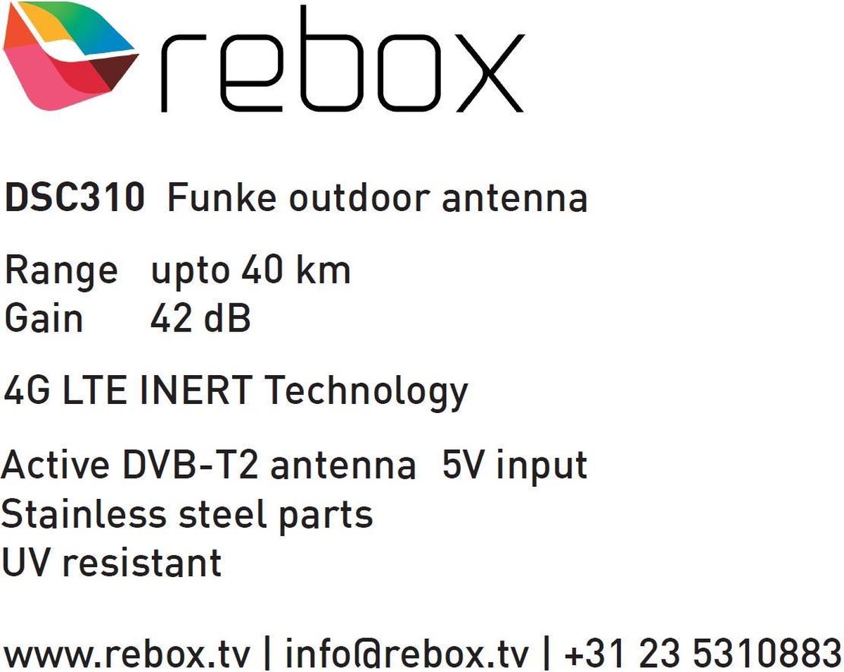 Rebox Funke DVBT2 / DVB-T2 DSC310 outdoor antenne - range 40KM | gain ...