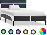 vidaXL Bedframe met LED kunstleer grijs 90x200 cm