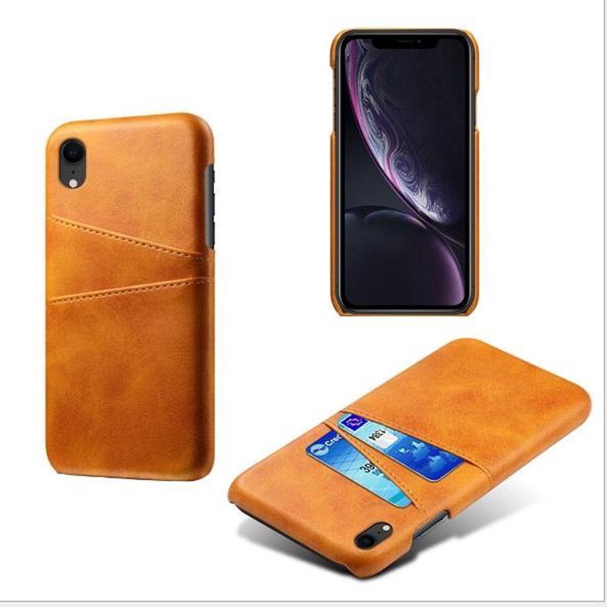 Hybride Back Cover met 2 Opbergvakjes voor iPhone XR _ Bruin