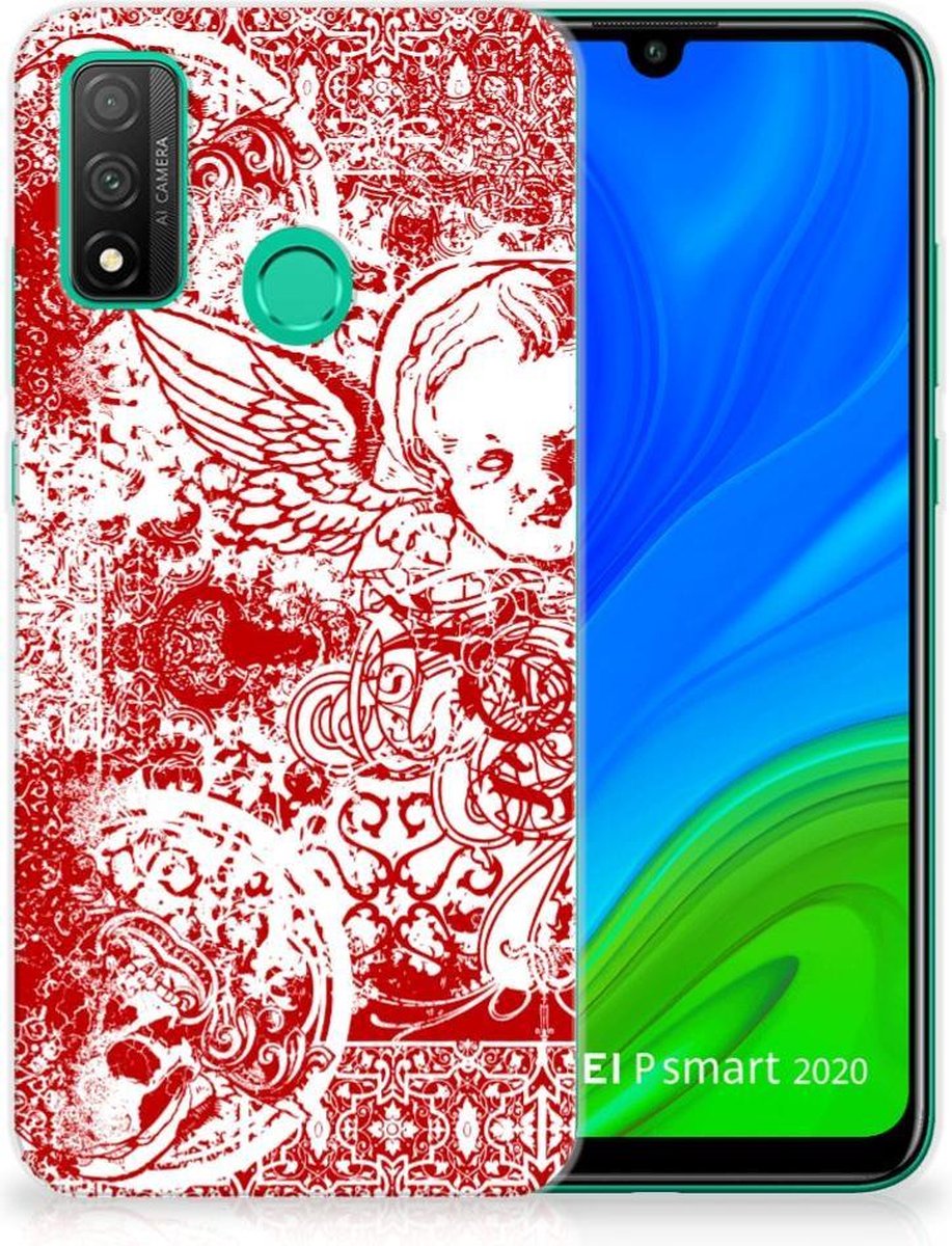 Silicone Back Case Huawei P Smart 2020 Angel Skull Rood