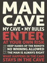 Signs-USA - Man Cave Enter - Wandbord - 33 x 44 cm