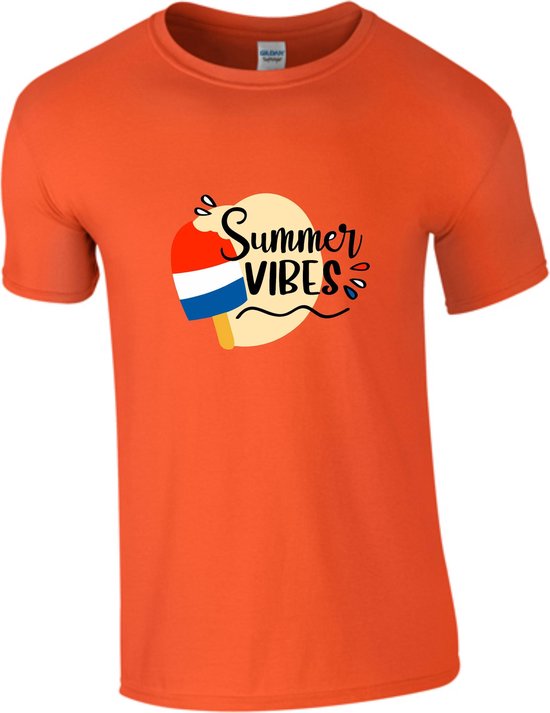 Summer Vibes Zomers Zomer Heren T-shirt Maat L - Oranje