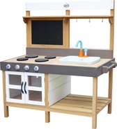 AXI Rosa Cuisine Enfant en bois - Cuisine de jeu multifonctionnelle -Jouet à sable & eau avec kit d'accessoires de 17 pièces - 50x115x120 cm