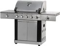 Gasbarbecue en Grill - 5 + 1 branders + 1 infrarood zijbrander - Buitenkeuken - Edelstaal BBQ -Dubbelzijdige Gietijzeren Grilplaten -sfeervolle LED-verlichting - L151,8 x W62,5 x H119 cm