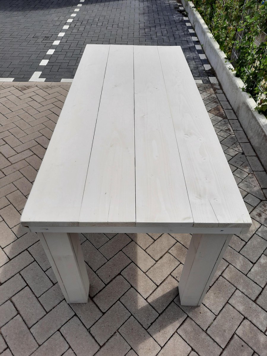 Door Collega Ongrijpbaar Tafel "Blokpoot" van White Wash steigerhout 96x140cm 4 persoons tafel |  bol.com