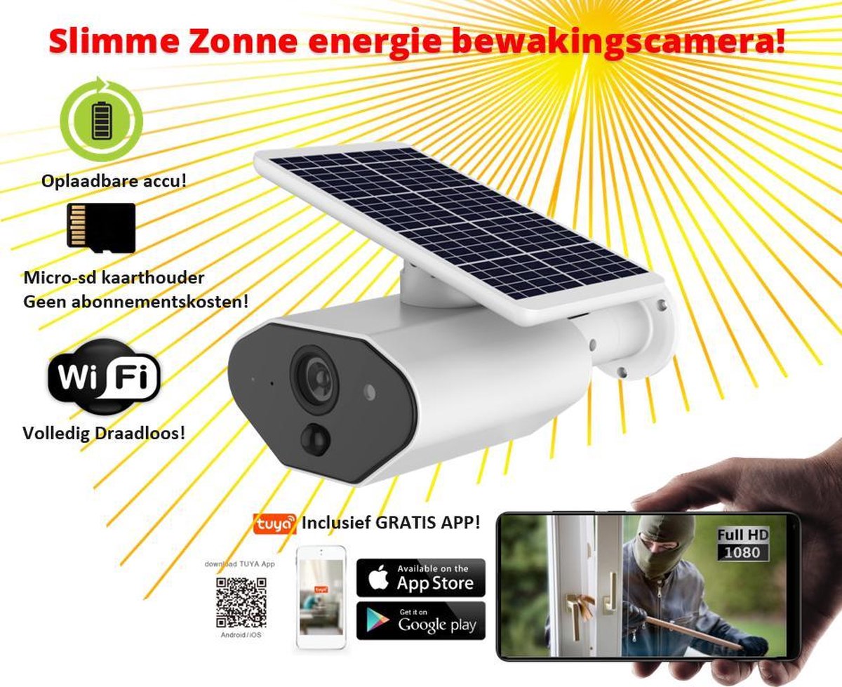 Draadloze WiFi Solar oplaadbare buiten beveiligings- camera inclusief