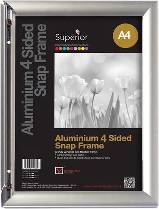Seco kliklijst - A4 - zilver aluminium - 25mm frame - anti-reflecterend PVC - SE-SN25A4