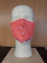 Glitter mondmasker Oranje/Roze