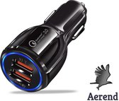 Aerend Hoge kwaliteit Duo USB Fast Charger voor Auto // Zwart