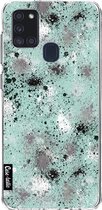 Casetastic Samsung Galaxy A21s (2020) Hoesje - Softcover Hoesje met Design - Paint Splatter Aqua Print