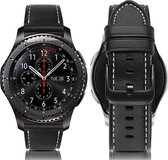 Samsung Galaxy Watch leren band 45mm / 46mm - zwart + glazen screen protector