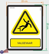 ISO7010 W008 Val gevaar Waarschuwing sticker 20x25cm