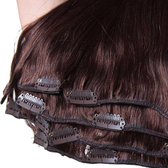 Clip In Extensions human hair 55cm/120gram/kleur2 donker bruin/8delig