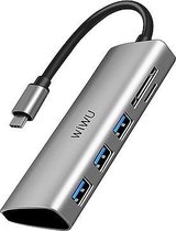 WiWu - 5 in 1 USB-C hub - 3x USB - 1x SD - 1X TF - Grijs