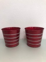 decoratieve rood/glitter plantenbak - set van 2 stuks