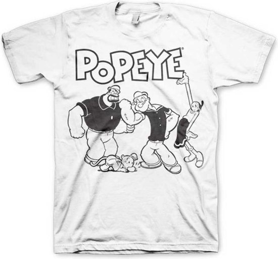 Popeye Heren Tshirt -XXL- Group Wit