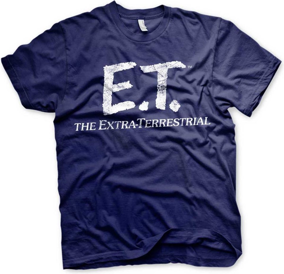 E.T. Heren Tshirt -S- Extra-Terrestrial Distressed Logo Blauw