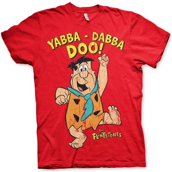 The Flintstones Heren Tshirt -XL- Yabba-Dabba-Doo Rood