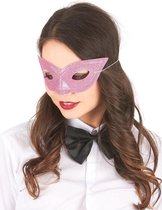NINGBO PARTY SUPPLIES - Roze Venetiaans oogmasker met pailletten voor volwassenen - Maskers > Masquerade masker